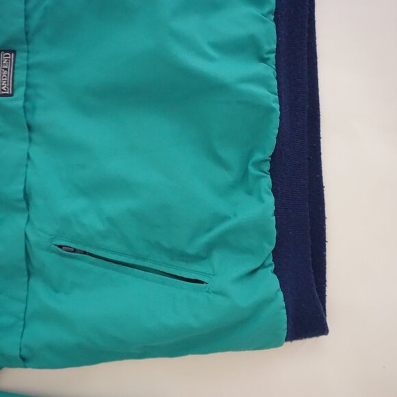 Vintage Lands’ End Teal Nylon Fleece Pullover Anorak 90s Outdoors Old Money Vibe - Picture 7 of 14